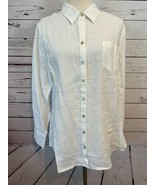 Soft Surroundings Tunic Button Front Shirt Blouse 100% Linen NWT Roll Tab Sleeve - $32.22
