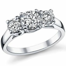 1.40ct Forever One DEF Moissanite Trellis 3 Stone Ring In Solid 14k Gold - £722.26 GBP