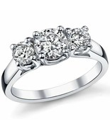 1.40ct Forever One DEF Moissanite Trellis 3 Stone Ring In Solid 14k Gold - £735.98 GBP