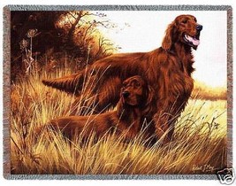 72x54 IRISH SETTER Dog Tapestry Afghan Throw Blanket  - £49.61 GBP