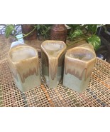 (3) PADILLA Mexico Signed Drip Glaze 8oz STONEWARE MUGS Pottery Beige St... - $38.59 CAD