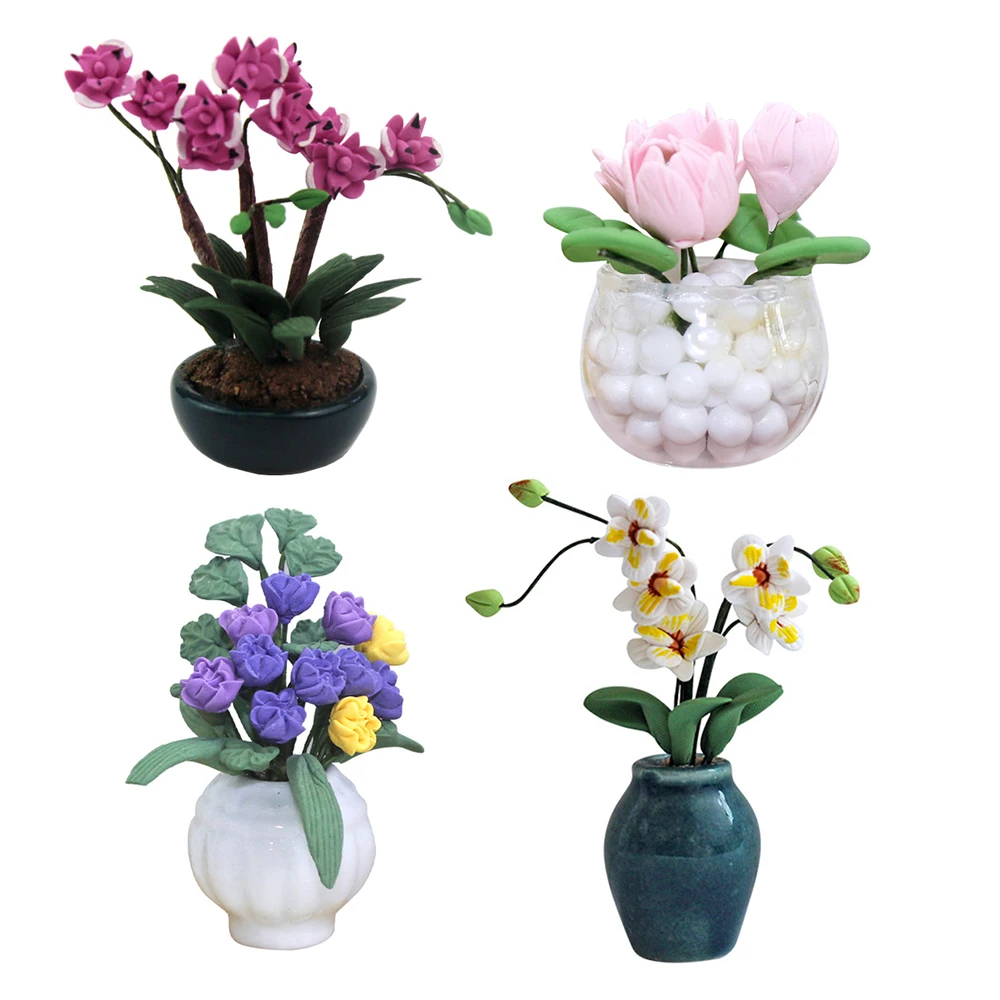  miniature accessories mini clay magnolia potted plants simulation flower model toy for thumb200