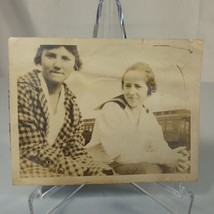 Vintage Photo Two Ladies &amp; Train &amp; Navy Blouse Picture Original One Of A... - $148.18 MXN