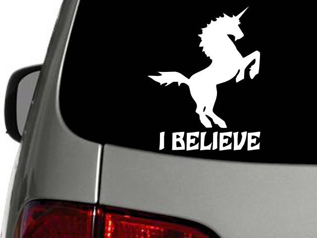 Unicorn I Believe Vinyl Decal Car Wall Window Sticker CHOOSE SIZE COLOR - $2.76 - $5.73