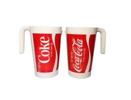 2 Vintage Coca Cola Hard Plastic Pitchers 1.5L Red White Advertising Ser... - £11.25 GBP