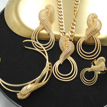 SUNNICE Dubai Gold Necklace Earrings Set Wedding Bridal Jewelry Sets for Women B - £46.73 GBP