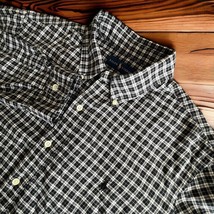 Ralph Lauren Shirt Large Black Plaid Button Down collar Embroidered Pony... - $15.83