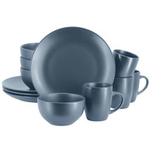 Gibson Home Everyday Plus 12 Piece Round Stoneware Dinnerware Set in Blue - $97.61