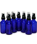 Vivaplex Set Of 12 Cobalt Blue 1 oz Glass Bottles w/ Black Fine Mist Spr... - $6.44