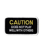 Caution Does Not Play Well With Others embroidered iron on patch - £5.32 GBP