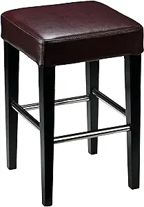 Cortesi Home Boulder Counter Stool in Genuine Leather with Black Legs, M... - $324.99