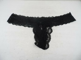 Adore Me Women&#39;s Lace Mesh Risque Thong 01446 Black Size XL - $88.35 MXN