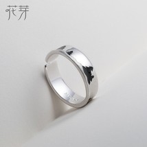 Original Moonlight Forest Design Finger Ring Moonstone Gemstone s925 Silver Blac - £41.10 GBP