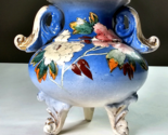 Antique Japanese Footed Hand Painted Flower Design Vase Elegant Handles ... - $199.99