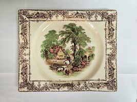 1940 Royal Staffordshire Rural Scenes Wilkinson Biarritz Square Salad Pl... - £31.64 GBP