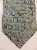 NEW Mosaique Light Aqua Gold Swirl Silk Tie Handmade in Italy - $13.49