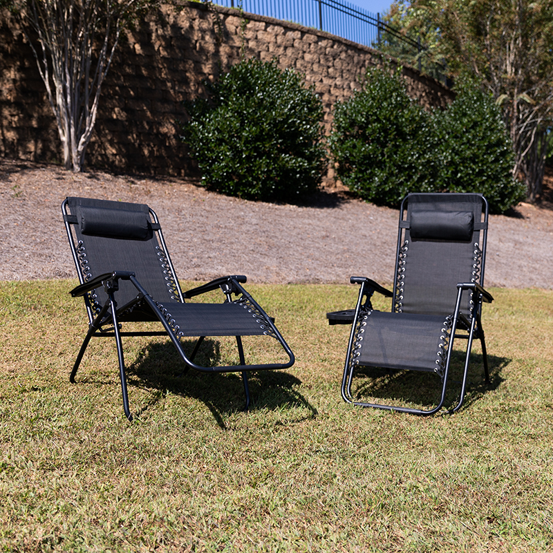 Zero Gravity Lounge Chair 2-GM-103122SS-BK-GG - $125.95