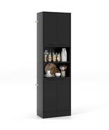 75 Inch Kitchen Pantry Cabinet Tall Cupboard with Doors and Shelves-Blac... - $251.51