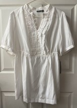 Apt 9 Womens Plus Size 1X White Ruffled Short Sleeve Blouse nwt - £17.61 GBP