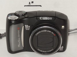 Canon PowerShot SX100 IS 8.0MP Digital Camera - Black 10X Zoom Tested Works - £58.84 GBP