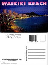 One(1) Hawaii Honolulu Aloha Card Waikiki Beach Nighttime Coastline VTG Postcard - £7.34 GBP
