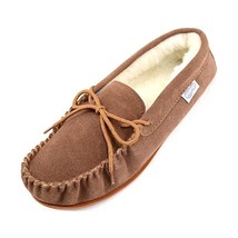 Snugrugs Men&#39;s Lambswool Moccasin Slippers with Rubber Sole, Light Brown... - £50.68 GBP