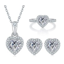 Heart Shape Moissanite Engagement Jewelry Set 925 Sterling Silver VVS For Women - £154.32 GBP