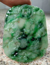 Certified Green Natural Grade A Jade jadeite Carved Dragon Turtle Coin Pendant - £76.62 GBP