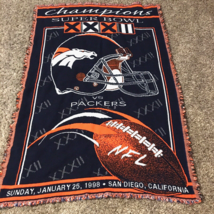Super Bowl XXXII Broncos Vs Packers Throw Blanket - Read Description - £12.42 GBP