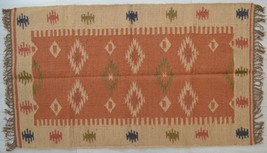 Kilim Rug Jute Wool Indian 150x90cm 5x3 Kelim Brown Beige Handmade Style Morocco - £67.50 GBP