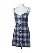 ZARA TRF Navy & White Plaid Buttonfront Sun Dress Small 0114 - $21.56