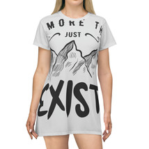 Inspirational &quot;Do More Than Just Exist&quot; Mountain Print T-Shirt Dress for Women - £34.45 GBP+