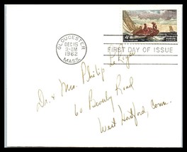 1962 US FDC Cover - Gloucester, Massachusetts to West Hartford, CT, SC#1... - $2.96