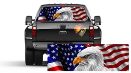 American Flag Bald Eagle Rear Window Perforated Graphic Decal Vinyl Camp... - £40.12 GBP