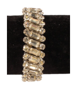 Rhinestone Stretchy Bracelet Stunning Bling 3 Rows Baguettes Japan WOW! - $406.07 MXN