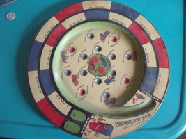Brownie Auto Race  tin Lithograph Auto Race Marble Board Game 1930&#39;s - £55.04 GBP