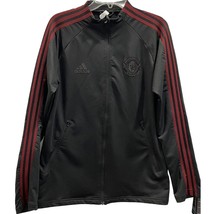 Adidas Manchester United Track Jacket Football Soccer Black Red Pocket Zip Men S - £31.53 GBP
