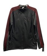Adidas Manchester United Track Jacket Football Soccer Black Red Pocket Z... - £31.91 GBP