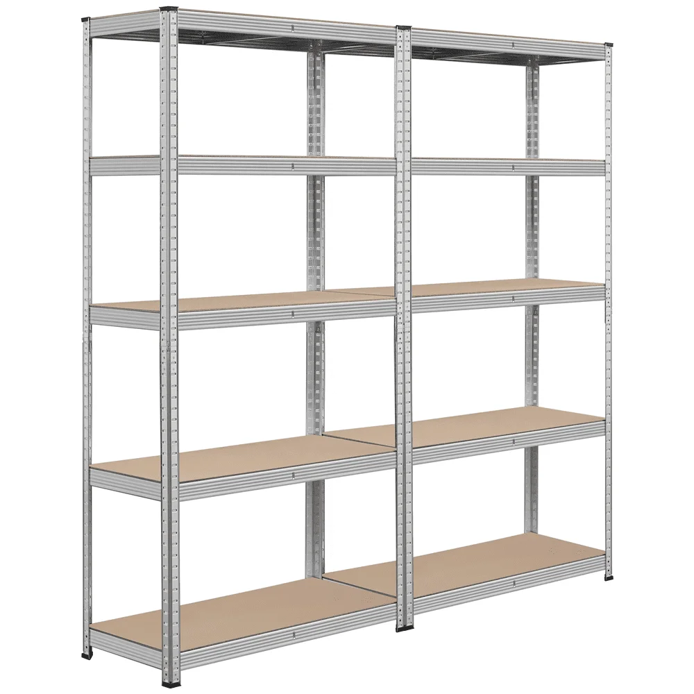 Easyfashion Heavy-Duty Adjustable 35.5&quot;L x 16&quot;W x 71&quot;H 5 Shelf Garage Shelf, Sil - £146.97 GBP