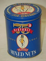 Planters Mr. Peanut Mixed Nuts Tin Box Canister Advertising 1991 75th Birthday  - £17.40 GBP