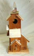 Wooden Primitive Folk Art Bird House Free Standing Birdhouse Decorative - £19.77 GBP