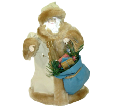 Santa Christmas Tree Topper 9&quot; MBCA Band Creations Vintage Faux Fur Trim Brown - £10.08 GBP