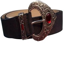 Donald Pliner Rust Suede Metallic Leather Belt XS/S/M  Red Gemstone New ... - $66.00