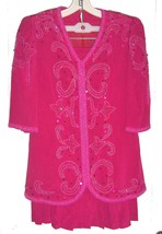 Fuchsia Pink Beaded 3-pc Skirt Set Sz Small  NWOT - £61.13 GBP