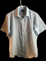 VTG Men’s Van Heusen Super Silk Polyester Baby Blue Button Front S/S Shi... - $16.58