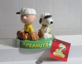 Ceramic Snoopy &amp; Charlie Brown Baseball Salt &amp; Pepper Shaker W/Magnetic ... - $46.80