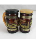 Vintage Oklahoma Cowboy Hall Of Fame Souvenir Barrel Mug Salt &amp; Pepper S... - $214.11 MXN