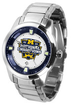 Michigan Wolverines National Champions Mens Titan Steel Watch and Dog Tag - £169.63 GBP