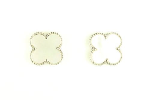 Large Motif Silver Plated Mother of Pearl Earrings