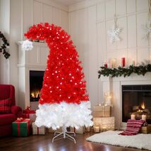 6FT Whimsical Artificial Christmas Tree LED Light Santa Hat Shape - $200.99